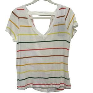Chaser short sleeve drape back tee
Striped V neck size S